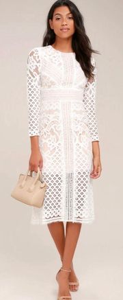 Bridges Ivory Lace Long Sleeve Midi Dress