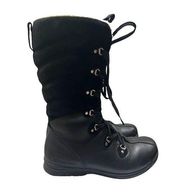 Helly Hansen Boots Women 6 Black Leather Quilted Winter Boot Lace Up Casual Snow