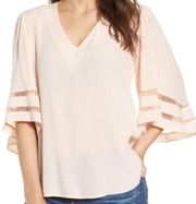 Nordstrom Pink Flowy Illusion Sleeve Blouse NWT