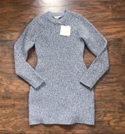 Tibi • Tech Poly Sculpted Sweater Mini Dress grey knit chunky heathered black