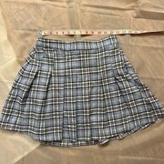 Hollister Co. Pastel Blue Plaid Pleated Skirt