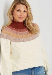 Maurices Ombre Mock Neck Pullover Sweater 1X Multicolor Long Blouson Sleeves