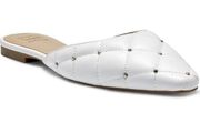 INC Macy’s NWT Quilted White/Silver Accent Mules Slip Ons Women's 7