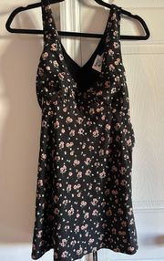 Princess Polly Nellie Mini Dress Black Floral V-Neck Womens 6 Coquette Punk Rose