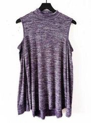 Sonoma Purple Cold Shoulder Mockneck Top Women's Size L