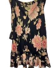 Lauren Ralph Lauren Silk Floral Skirt Black 18W High Low Tiered Ruffles Plus