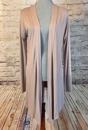 Zenana Outfitters Womens Cardigan Sweater Open Front Longline Mocha Size Medium