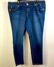 Torrid straight slim denim blue jeans in women’s size 24R