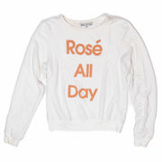 Wildfox Rose All Day Graphic Print Fuzzy Teddy Crew Neck Long Sleeve Sweater XS