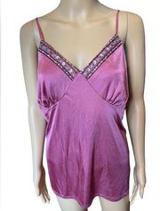 Xhilaration Y2K Fuschia Hippie Boho Western Beaded Embroidered Sequin Cami Top