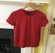 Vintage Short Sleeves Crew Neck Top Red w/ Sheen - Sz Small