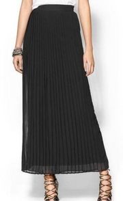 Sabine Pleated Long Maxi Skirt Chiffon Black Medium M