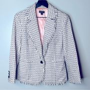 Classiques Entier Nordstrom Jacket Blazer Pink Tweed Fringe Size 10