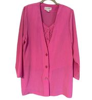 Susan Graver S.G. Sport Pink V-Neck Jacket w/ Detachable Lace Vest Size Large