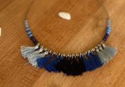 Blue ombre, pom-pom necklace