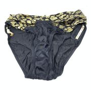 VTG Pierre Cardin Women's Sz 12 Leopard Print Hi Waist Bikini Bottom Gold/Black