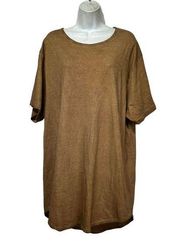 FWRD denim & Co brown dyed oversized shirt Plus Size 2XL