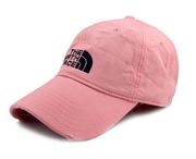 THE NORTH FACE ONE SIZE PINK BASEBALL CAP WITH NAVY BLUE LOGO.