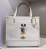 X Coach Dempsey Tote 22 With Mickey Mouse CM843 Chalk