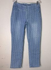 Soft Surroundings Jeans Pull On Jegging All Over Print Raw Hem Skinny Pants