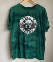 Guns N’ Roses tie-dyed Band Screen Printed Graphic T-shirt Green Size XL