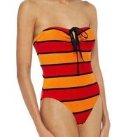 Solid & Striped one Piece swimsuit The Heather Halter orange red striped retro