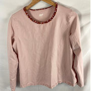 Lands'End  Floral Neck Pink Top Size XL