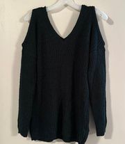 Ambiance Apparel Cold Shoulder Cable Knit Sweater