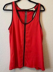 Red Day Trip Tank with Black Pleather Detail