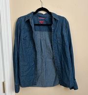 Denim look button down