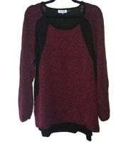 Calvin Klein Sweater Red & Black w/ Silver Sparkle Long Sleeves Sz 2X READ DSX