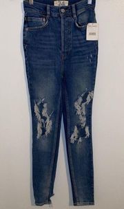Free People We the Free Phoenix Ripped Skinny Jeans size 24 Blue 🆕