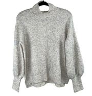 French Connection Oversized Light Gray Turtleneck Bishop Sleeve Sweater Small