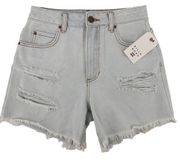 Billabong How Bout That High Rise Denim Distressed Cut Off Shorts Size 30