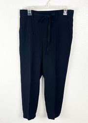 VINCE Black Cropped Elasticized Drawstring Waist Pull On Jogger Pants, Size 8