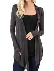 Zenana Outfitters Dark Gray Lightweight Cardigan Size Medium