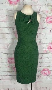 Tracy Reese green lace sleeveless sheath dress with tie neck line