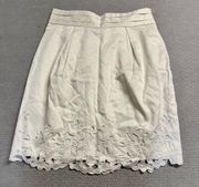 Club Monaco Nicole Crochet Hem Skirt in White Size 6 NWT 100% Cotton