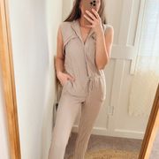 BCBGMaxAzria Cole Utility Tie Waist Jumpsuit in Pumice