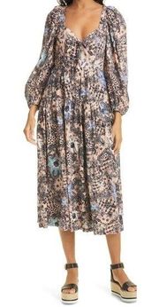 NWT ULLA JOHNSON Kemala Floral Long Sleeve Dress (0)