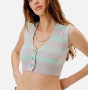 FOR LOVE & LEMONS Maud Striped Crop Sweater Vest Size XL Nwt