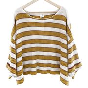 By Together Women's Striped Oversized Boxy Cropped Knit Sweater size Medium