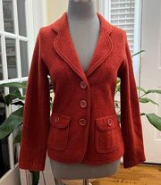 Harvé Benard Burnt Orange Wool Button Pocket Blazer Jacket See Description