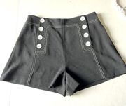 Derek Lam 10 Crosby Sailor mid rise button shorts black size 2