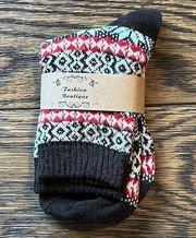 BRAND NEW Fashion Boutique Winter Wool Brown Socks