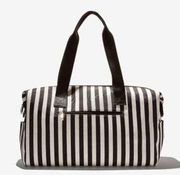 Alice + Olivia Duffle Bag Black and White Positano Stripe Weekender Tote