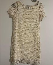 APART crocheted cream short sleeve dress with slip