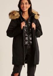 NWT black hooded tech parka