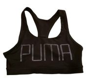 PUMA Black Metallic Logo Sports Bra - Small