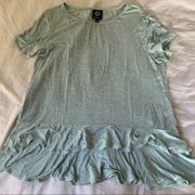 Short sleeve ruffle tee shirt , teal